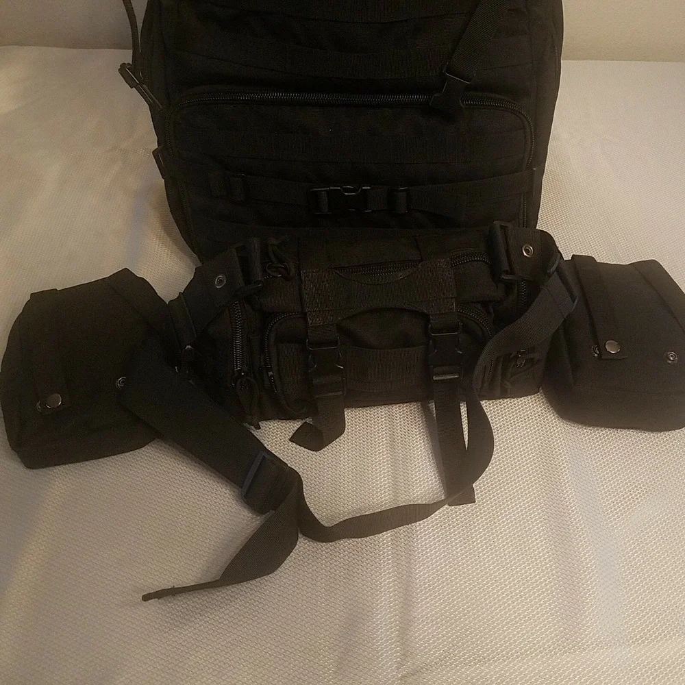70L Military Hiking Bag‎ Pack, Top Half Insulated-Black-1000D Water-Repellent